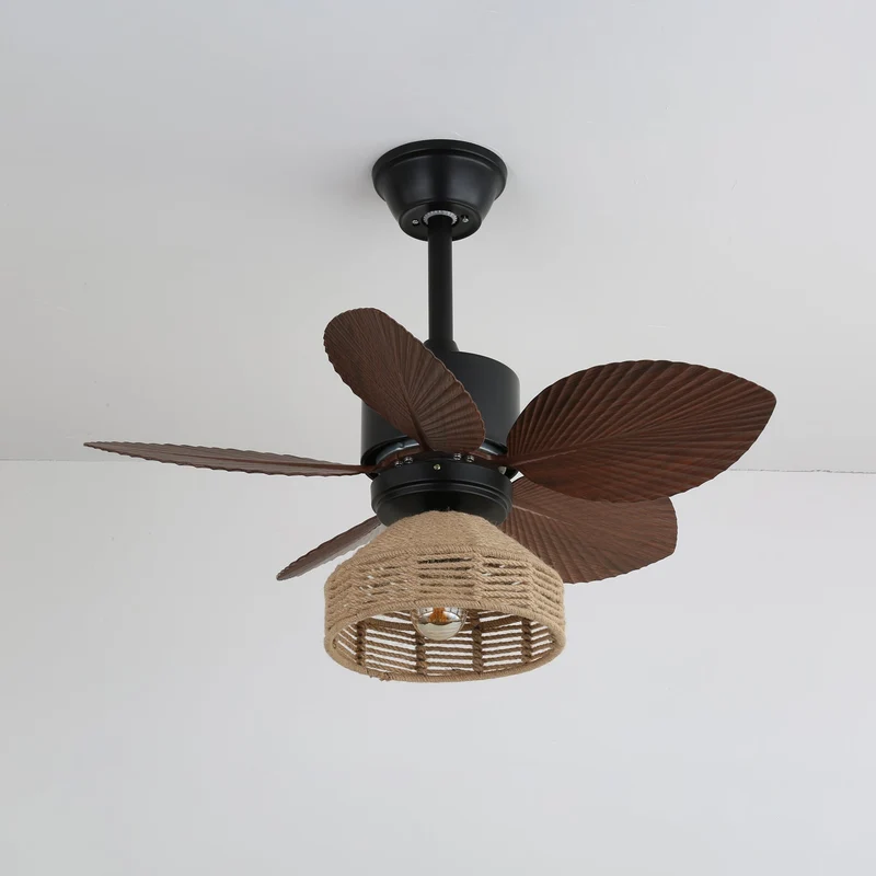 Tropische Plafondventilator met Verlichting – Rotan Afwerking Ø76 cm – Verstelbare Snelheden | Sansoti