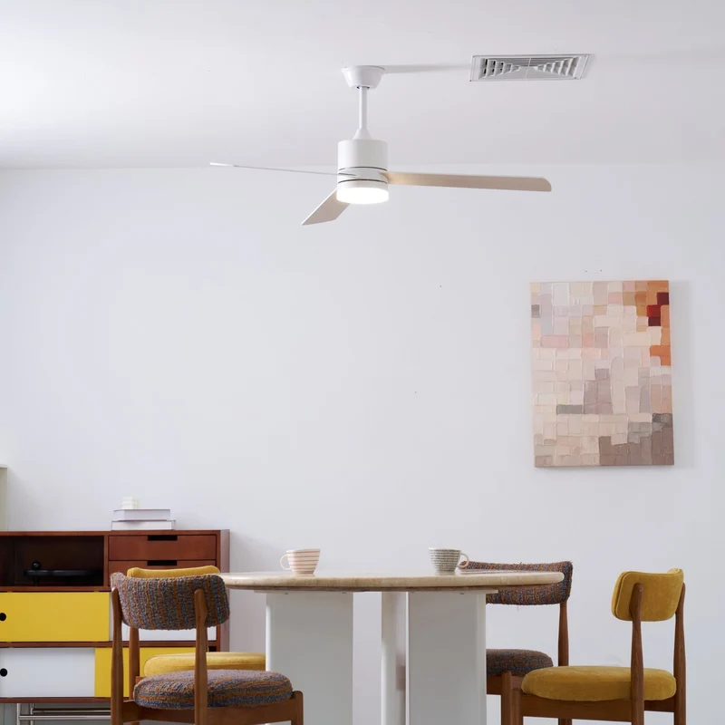 Plafondventilator met LED-verlichting Ø132 cm - 6 snelheden met afstandsbediening - energiezuinig design voor slaapkamer en woonkamer | Sansoti