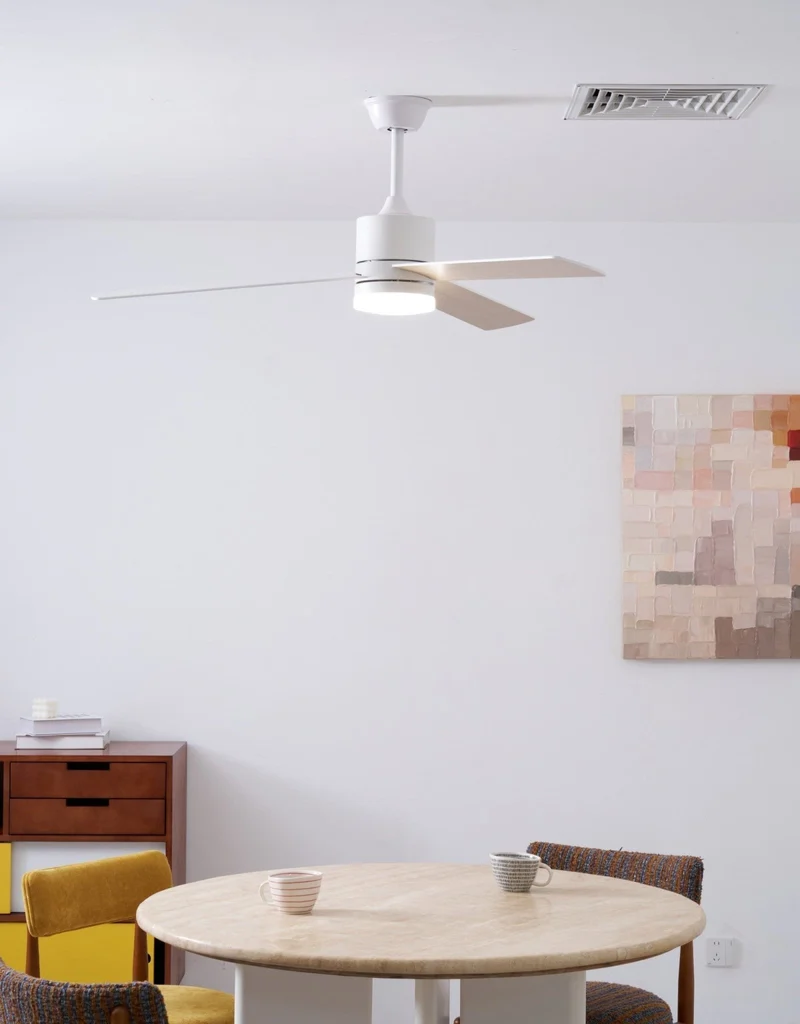 Plafondventilator met LED-verlichting Ø132 cm - 6 snelheden met afstandsbediening - energiezuinig design voor slaapkamer en woonkamer | Sansoti