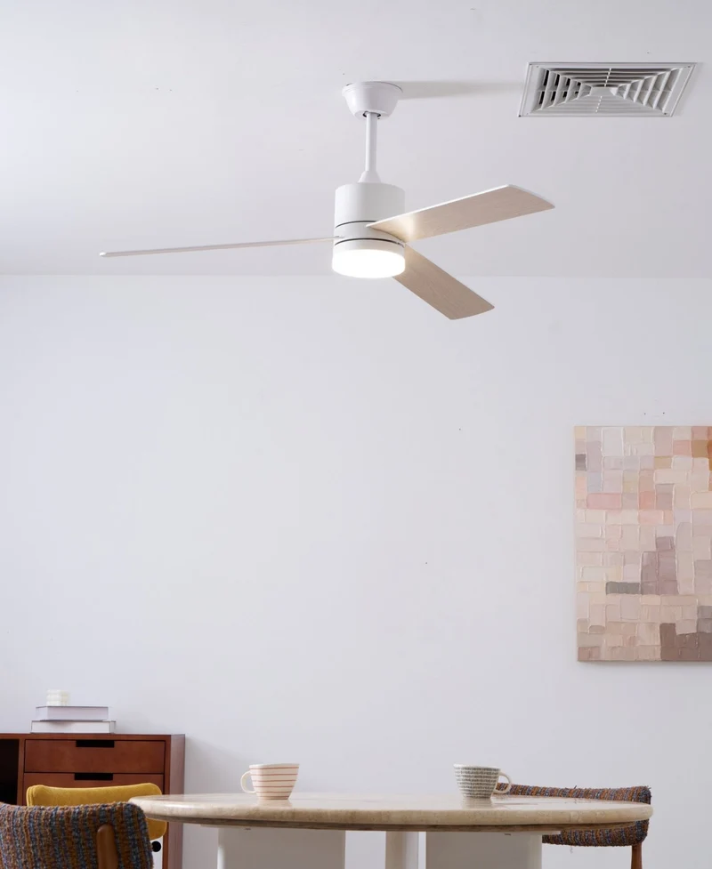 Plafondventilator met LED-verlichting Ø132 cm - 6 snelheden met afstandsbediening - energiezuinig design voor slaapkamer en woonkamer | Sansoti