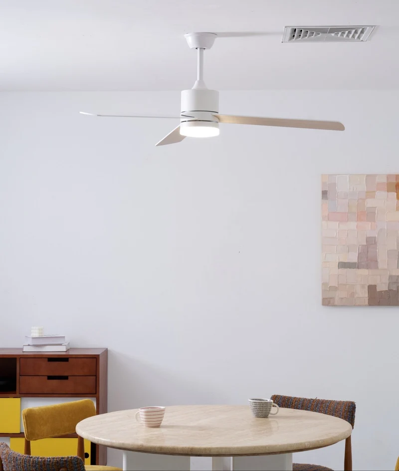 Plafondventilator met LED-verlichting Ø132 cm - 6 snelheden met afstandsbediening - energiezuinig design voor slaapkamer en woonkamer | Sansoti