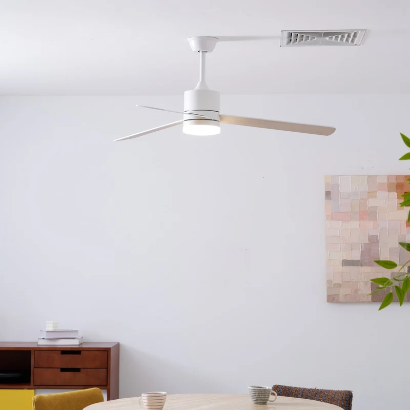 Plafondventilator met LED-verlichting Ø132 cm - 6 snelheden met afstandsbediening - energiezuinig design voor slaapkamer en woonkamer | Sansoti