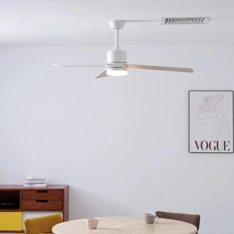 Plafondventilator met LED-verlichting Ø132 cm - 6 snelheden met afstandsbediening - energiezuinig design voor slaapkamer en woonkamer | Sansoti