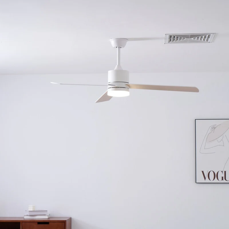 Plafondventilator met LED-verlichting Ø132 cm - 6 snelheden met afstandsbediening - energiezuinig design voor slaapkamer en woonkamer | Sansoti