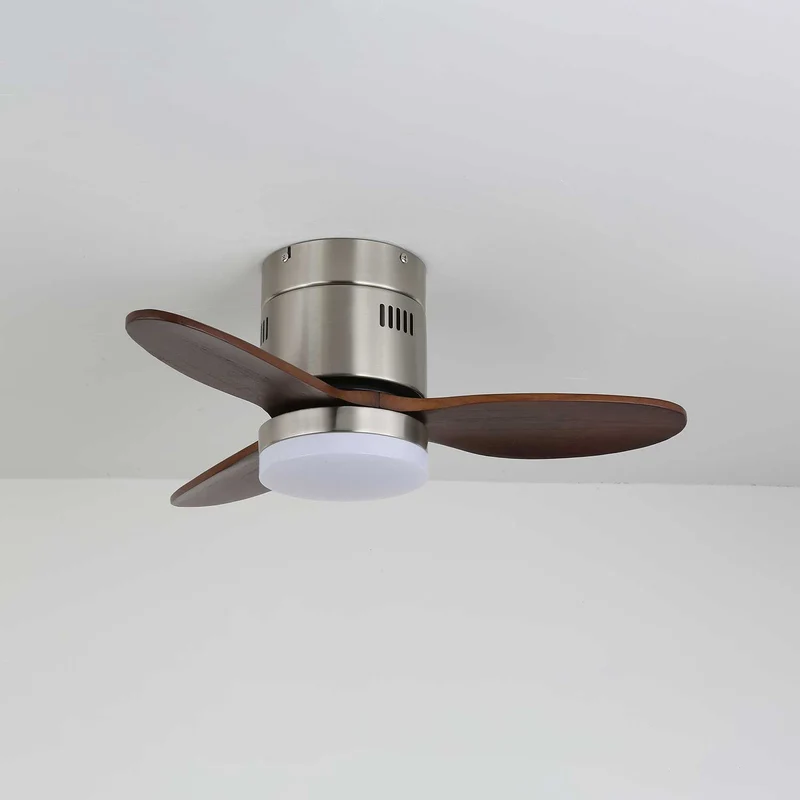 Plafondventilator met Verlichting Moderne Minimalistische Houtlook | Sansoti