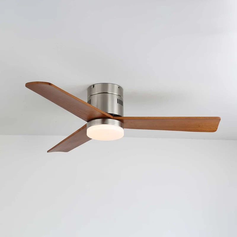 Plafondventilator met Verlichting Moderne Minimalistische Houtlook | Sansoti