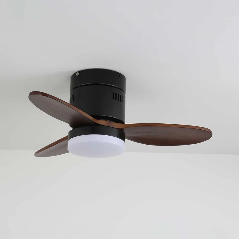Plafondventilator met Verlichting Moderne Minimalistische Houtlook | Sansoti