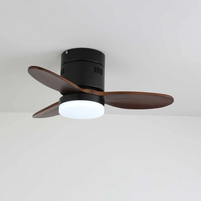 Plafondventilator met Verlichting Moderne Minimalistische Houtlook | Sansoti