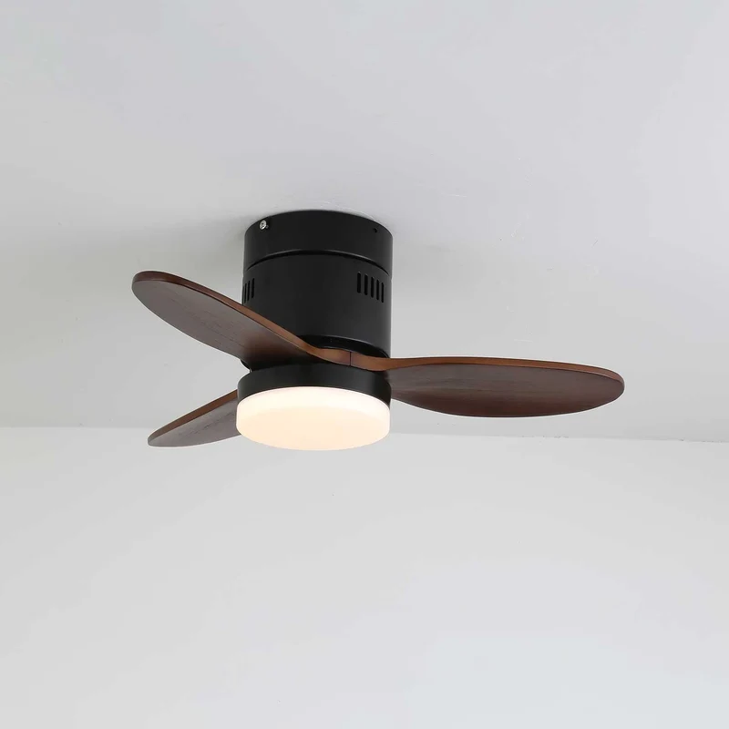 Plafondventilator met Verlichting Moderne Minimalistische Houtlook | Sansoti