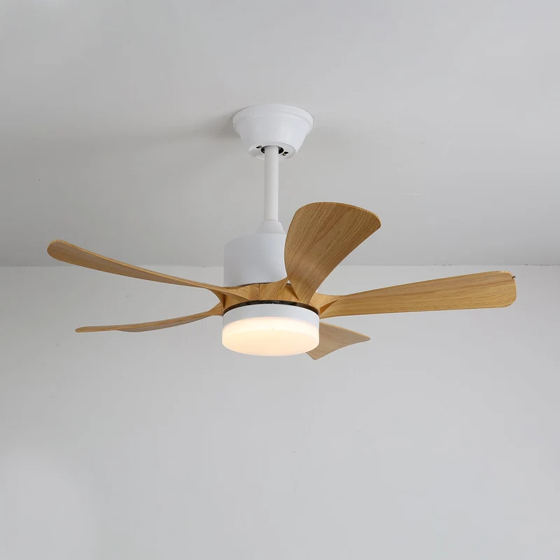 Moderne plafondventilator met geïntegreerde LED-verlichting in hout en metaal | Afstandsbediening 6-snelheden dimbaar voor woonkamer slaapkamer energiezuinig stil design 107cm 132cm | Sansoti