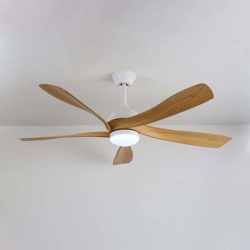 Moderne plafondventilator met geïntegreerde LED-verlichting in hout en metaal | Afstandsbediening 6-snelheden dimbaar voor woonkamer slaapkamer energiezuinig stil design 107cm 132cm | Sansoti