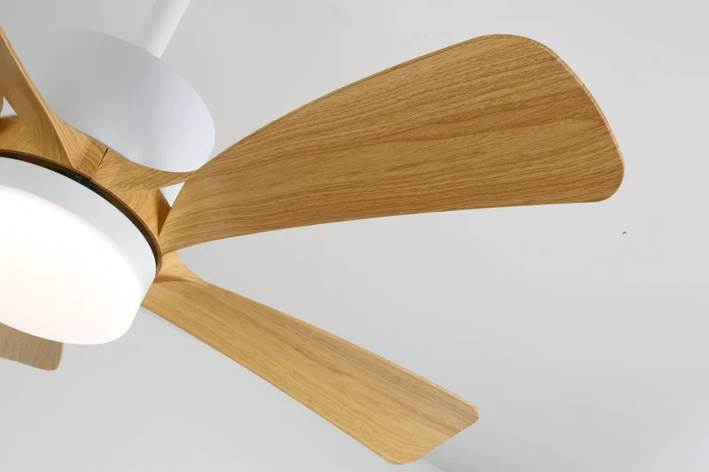 Moderne plafondventilator met geïntegreerde LED-verlichting in hout en metaal | Afstandsbediening 6-snelheden dimbaar voor woonkamer slaapkamer energiezuinig stil design 107cm 132cm | Sansoti
