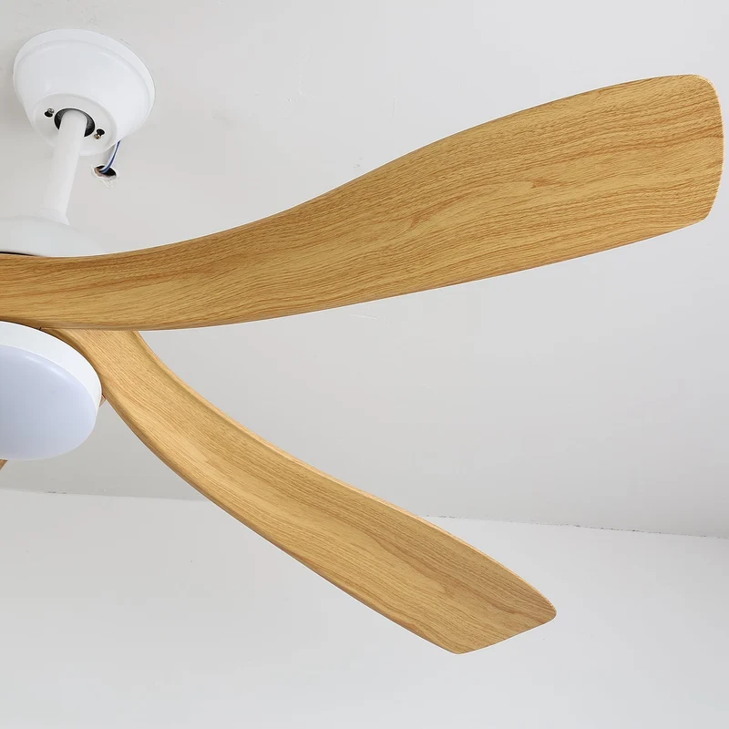 Moderne plafondventilator met geïntegreerde LED-verlichting in hout en metaal | Afstandsbediening 6-snelheden dimbaar voor woonkamer slaapkamer energiezuinig stil design 107cm 132cm | Sansoti