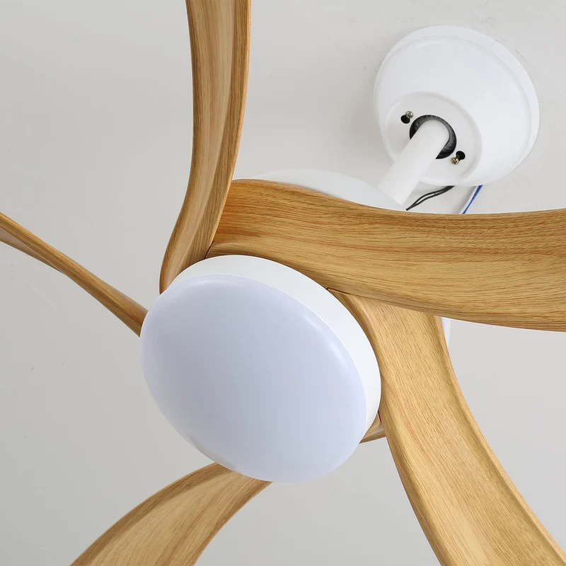 Moderne plafondventilator met geïntegreerde LED-verlichting in hout en metaal | Afstandsbediening 6-snelheden dimbaar voor woonkamer slaapkamer energiezuinig stil design 107cm 132cm | Sansoti