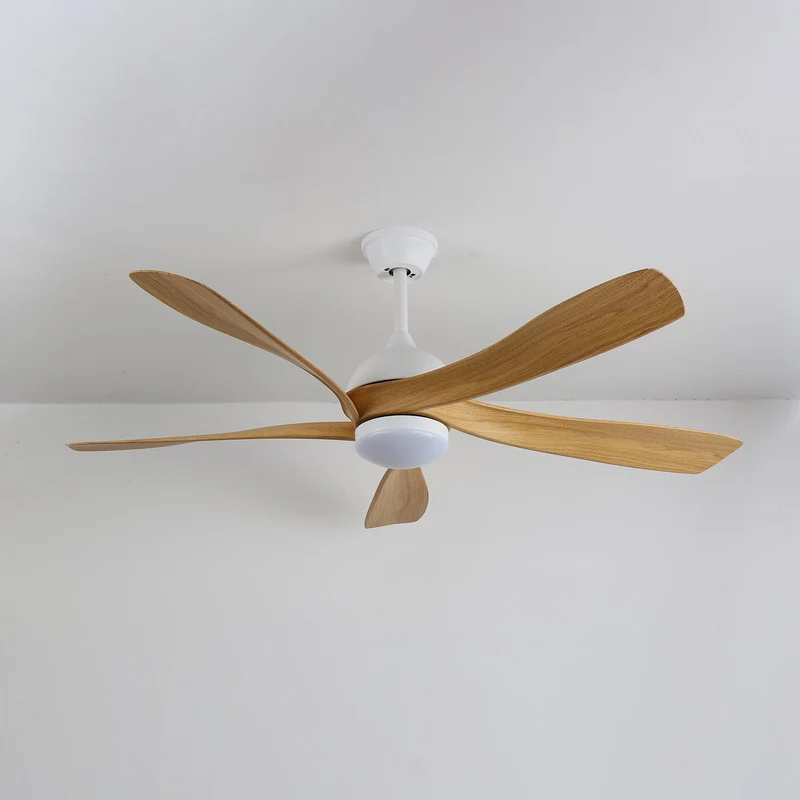 Moderne plafondventilator met geïntegreerde LED-verlichting in hout en metaal | Afstandsbediening 6-snelheden dimbaar voor woonkamer slaapkamer energiezuinig stil design 107cm 132cm | Sansoti