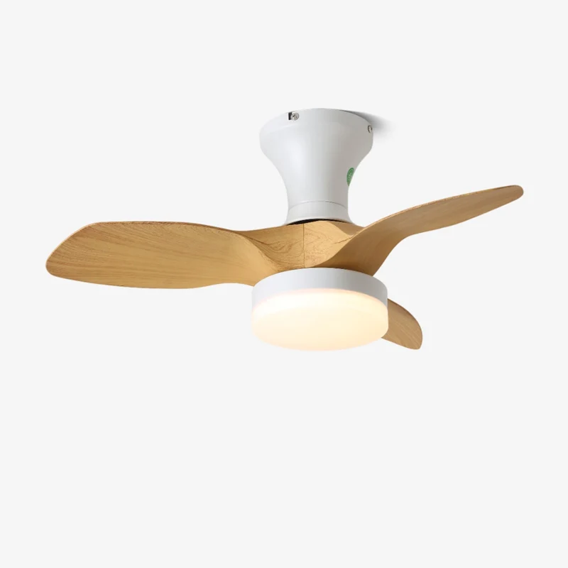 Scandinavische Plafondventilator met Verlichting – Minimalistische Ventilatorlamp in Hout en Wit | Sansoti