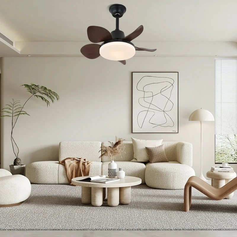 Moderne plafondventilator Veyra met lamp en 6 snelheden – diameter 71 cm – afstandsbediening | Sansoti