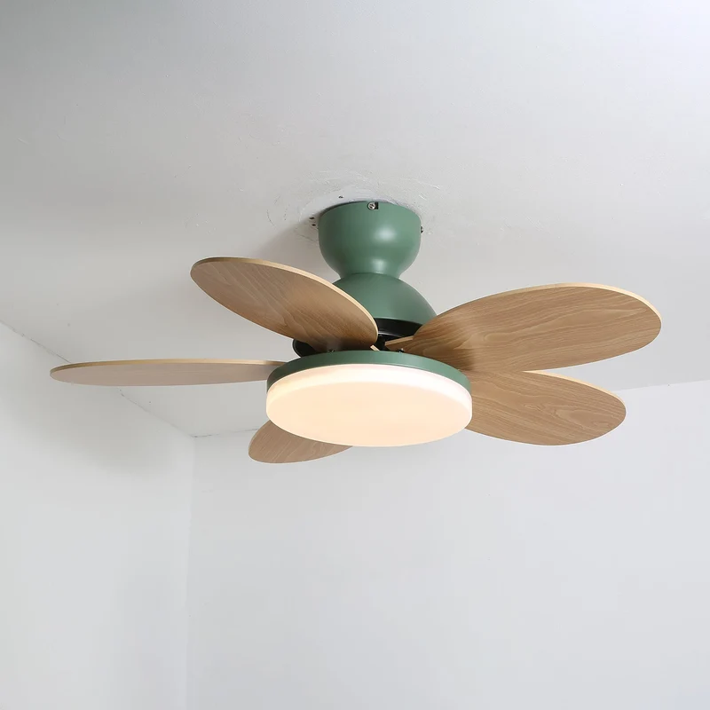 Liora Plafondventilator met Verlichting en Gekleurde Glazen Bladeren voor Kinderkamer – Moderne Ceiling Fan met LED en Afstandsbediening – Verstelbare Snelheid Plafondventilator met Licht in Meerdere Kleurvarianten | Sansoti