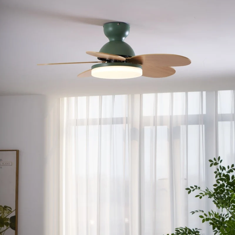 Liora Plafondventilator met Verlichting en Gekleurde Glazen Bladeren voor Kinderkamer – Moderne Ceiling Fan met LED en Afstandsbediening – Verstelbare Snelheid Plafondventilator met Licht in Meerdere Kleurvarianten | Sansoti