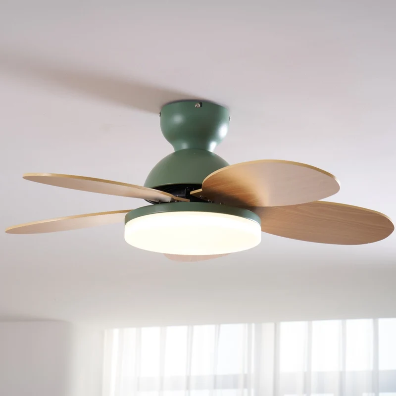 Liora Plafondventilator met Verlichting en Gekleurde Glazen Bladeren voor Kinderkamer – Moderne Ceiling Fan met LED en Afstandsbediening – Verstelbare Snelheid Plafondventilator met Licht in Meerdere Kleurvarianten | Sansoti