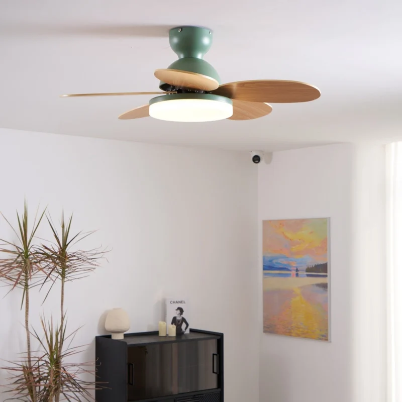 Liora Plafondventilator met Verlichting en Gekleurde Glazen Bladeren voor Kinderkamer – Moderne Ceiling Fan met LED en Afstandsbediening – Verstelbare Snelheid Plafondventilator met Licht in Meerdere Kleurvarianten | Sansoti