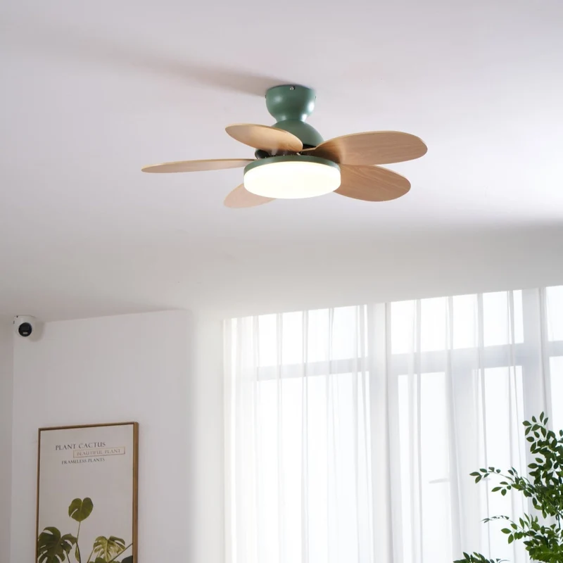 Liora Plafondventilator met Verlichting en Gekleurde Glazen Bladeren voor Kinderkamer – Moderne Ceiling Fan met LED en Afstandsbediening – Verstelbare Snelheid Plafondventilator met Licht in Meerdere Kleurvarianten | Sansoti