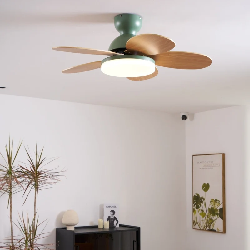 Liora Plafondventilator met Verlichting en Gekleurde Glazen Bladeren voor Kinderkamer – Moderne Ceiling Fan met LED en Afstandsbediening – Verstelbare Snelheid Plafondventilator met Licht in Meerdere Kleurvarianten | Sansoti