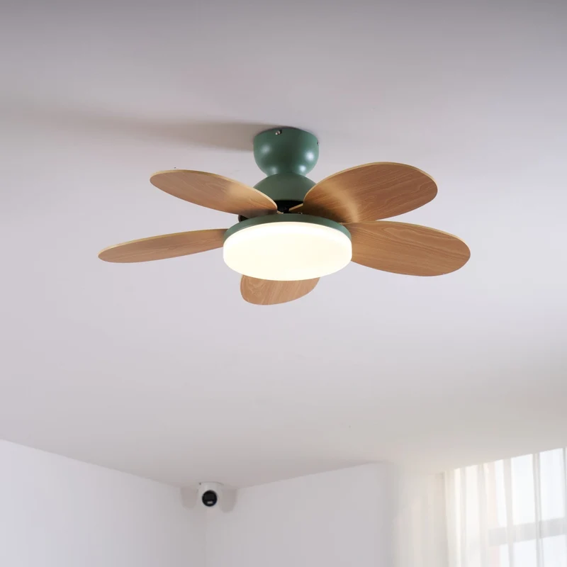 Liora Plafondventilator met Verlichting en Gekleurde Glazen Bladeren voor Kinderkamer – Moderne Ceiling Fan met LED en Afstandsbediening – Verstelbare Snelheid Plafondventilator met Licht in Meerdere Kleurvarianten | Sansoti
