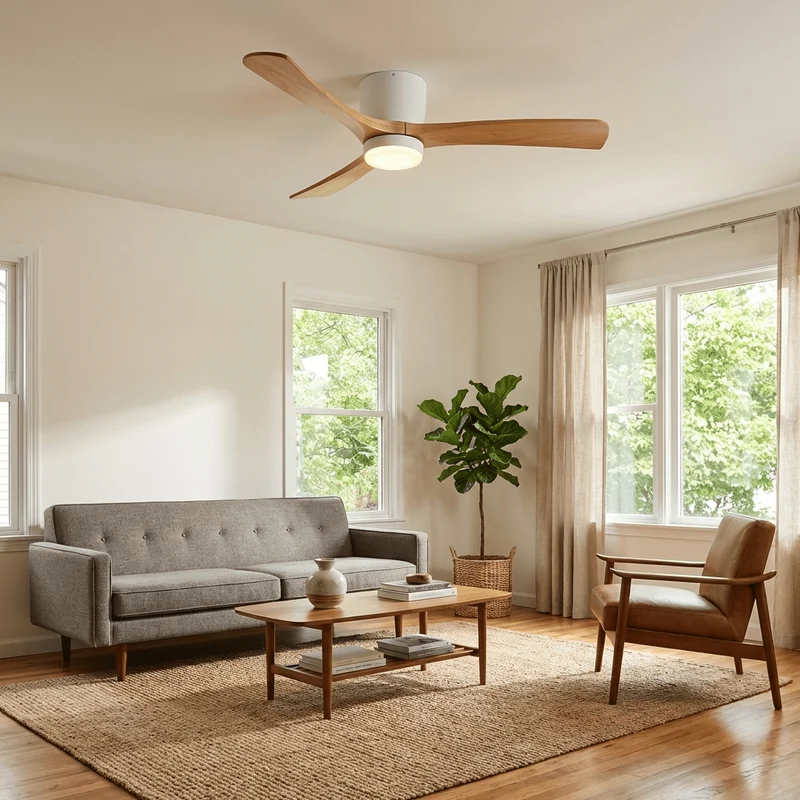 Plafondventilator met verlichting Scandinavisch houtdesign 106/122/132 cm dimbaar met afstandsbediening plafondventilator met LED-lamp houten bladen woonkamer slaapkamer eetkamer | Sansoti