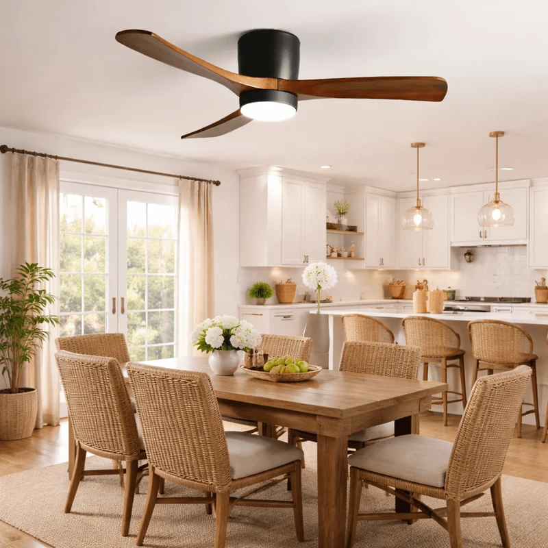 Plafondventilator met verlichting Scandinavisch houtdesign 106/122/132 cm dimbaar met afstandsbediening plafondventilator met LED-lamp houten bladen woonkamer slaapkamer eetkamer | Sansoti