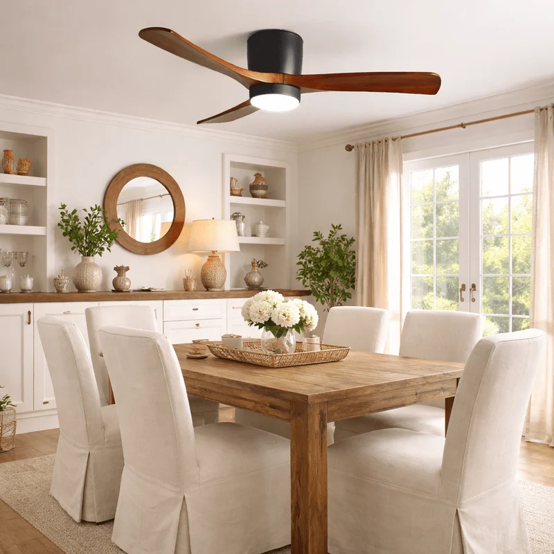 Plafondventilator met verlichting Scandinavisch houtdesign 106/122/132 cm dimbaar met afstandsbediening plafondventilator met LED-lamp houten bladen woonkamer slaapkamer eetkamer | Sansoti