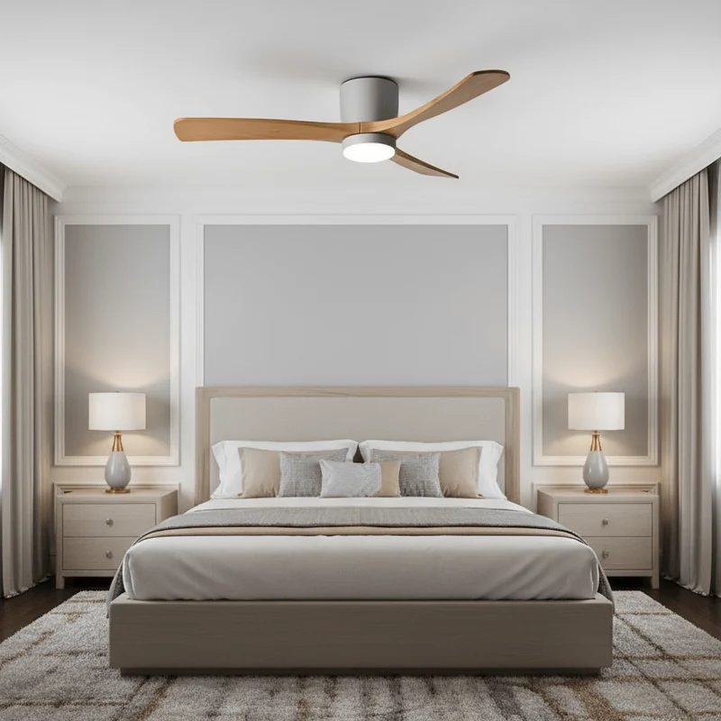 Plafondventilator met verlichting Scandinavisch houtdesign 106/122/132 cm dimbaar met afstandsbediening plafondventilator met LED-lamp houten bladen woonkamer slaapkamer eetkamer | Sansoti