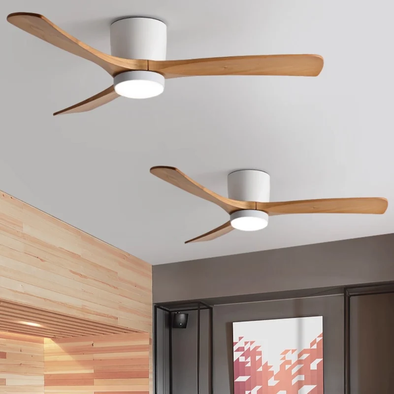Plafondventilator met verlichting Scandinavisch houtdesign 106/122/132 cm dimbaar met afstandsbediening plafondventilator met LED-lamp houten bladen woonkamer slaapkamer eetkamer | Sansoti