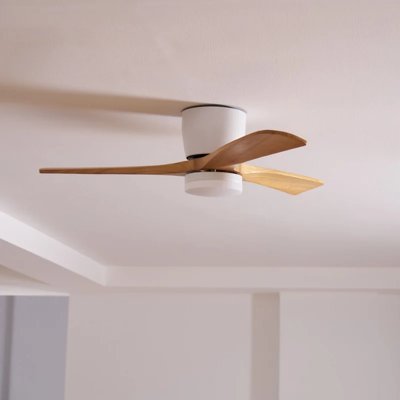Plafondventilator met verlichting Scandinavisch houtdesign 106/122/132 cm dimbaar met afstandsbediening plafondventilator met LED-lamp houten bladen woonkamer slaapkamer eetkamer | Sansoti