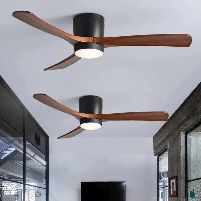 Plafondventilator met verlichting Scandinavisch houtdesign 106/122/132 cm dimbaar met afstandsbediening plafondventilator met LED-lamp houten bladen woonkamer slaapkamer eetkamer | Sansoti