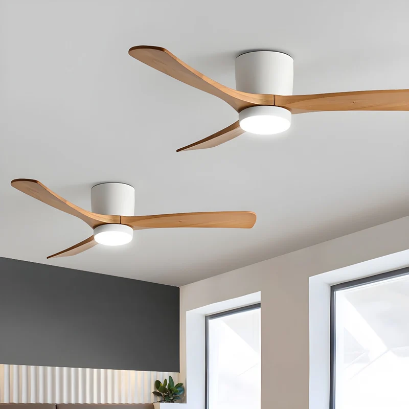 Plafondventilator met verlichting Scandinavisch houtdesign 106/122/132 cm dimbaar met afstandsbediening plafondventilator met LED-lamp houten bladen woonkamer slaapkamer eetkamer | Sansoti