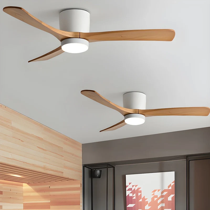 Plafondventilator met verlichting Scandinavisch houtdesign 106/122/132 cm dimbaar met afstandsbediening plafondventilator met LED-lamp houten bladen woonkamer slaapkamer eetkamer | Sansoti