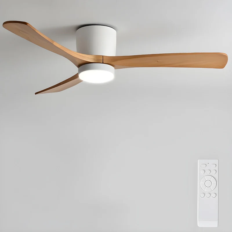 Plafondventilator met verlichting Scandinavisch houtdesign 106/122/132 cm dimbaar met afstandsbediening plafondventilator met LED-lamp houten bladen woonkamer slaapkamer eetkamer | Sansoti