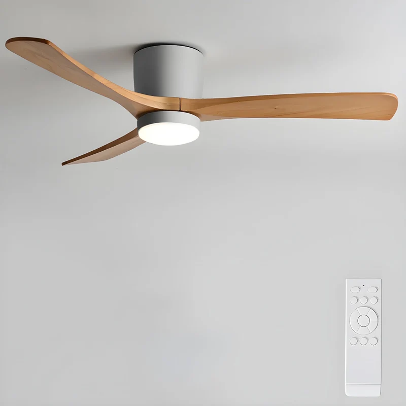 Plafondventilator met verlichting Scandinavisch houtdesign 106/122/132 cm dimbaar met afstandsbediening plafondventilator met LED-lamp houten bladen woonkamer slaapkamer eetkamer | Sansoti