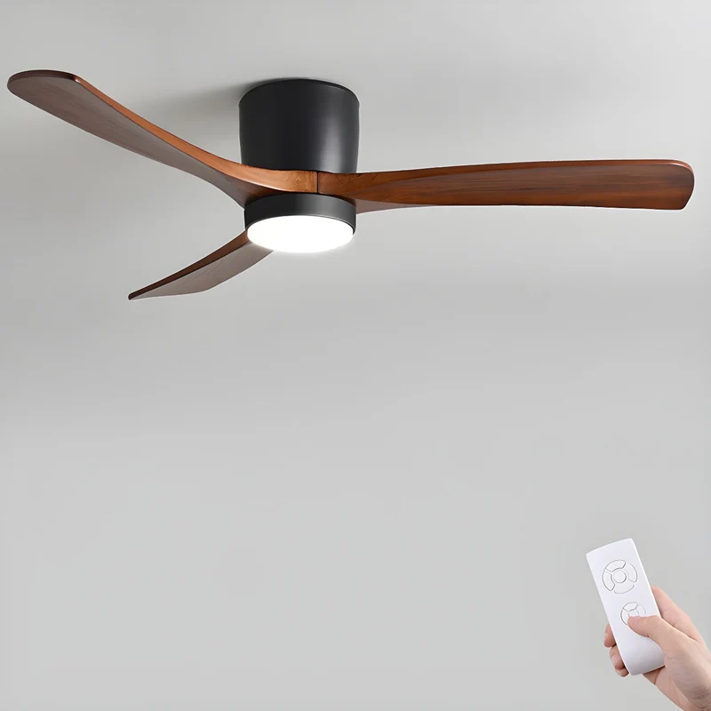 Plafondventilator met verlichting Scandinavisch houtdesign 106/122/132 cm dimbaar met afstandsbediening plafondventilator met LED-lamp houten bladen woonkamer slaapkamer eetkamer | Sansoti
