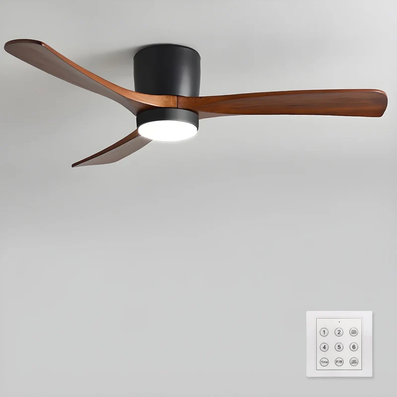 Plafondventilator met verlichting Scandinavisch houtdesign 106/122/132 cm dimbaar met afstandsbediening plafondventilator met LED-lamp houten bladen woonkamer slaapkamer eetkamer | Sansoti