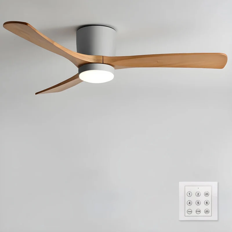 Plafondventilator met verlichting Scandinavisch houtdesign 106/122/132 cm dimbaar met afstandsbediening plafondventilator met LED-lamp houten bladen woonkamer slaapkamer eetkamer | Sansoti