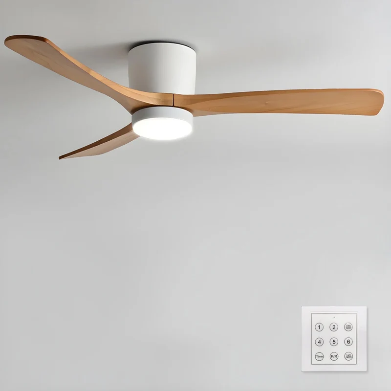 Plafondventilator met verlichting Scandinavisch houtdesign 106/122/132 cm dimbaar met afstandsbediening plafondventilator met LED-lamp houten bladen woonkamer slaapkamer eetkamer | Sansoti