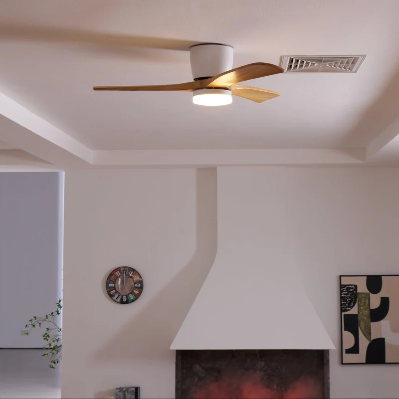 Plafondventilator met verlichting Scandinavisch houtdesign 106/122/132 cm dimbaar met afstandsbediening plafondventilator met LED-lamp houten bladen woonkamer slaapkamer eetkamer | Sansoti
