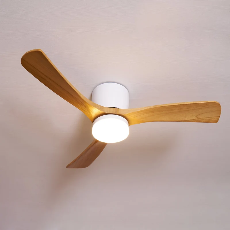 Plafondventilator met verlichting Scandinavisch houtdesign 106/122/132 cm dimbaar met afstandsbediening plafondventilator met LED-lamp houten bladen woonkamer slaapkamer eetkamer | Sansoti