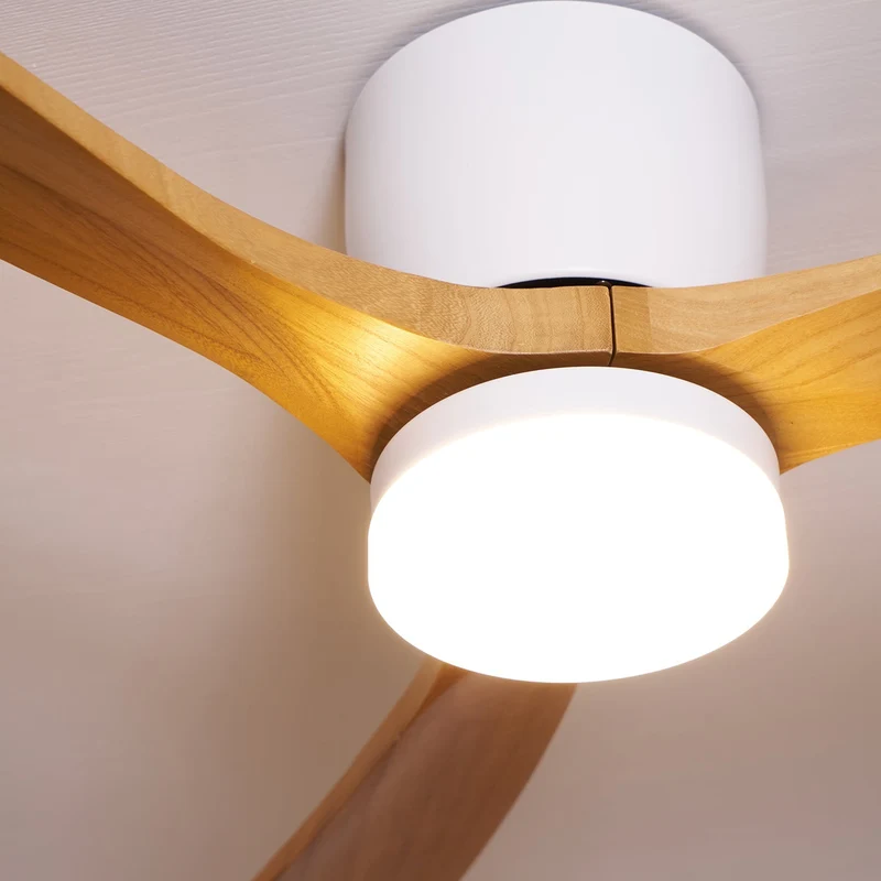 Plafondventilator met verlichting Scandinavisch houtdesign 106/122/132 cm dimbaar met afstandsbediening plafondventilator met LED-lamp houten bladen woonkamer slaapkamer eetkamer | Sansoti