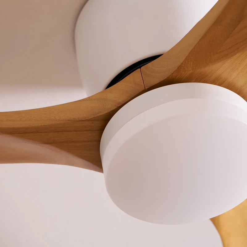 Plafondventilator met verlichting Scandinavisch houtdesign 106/122/132 cm dimbaar met afstandsbediening plafondventilator met LED-lamp houten bladen woonkamer slaapkamer eetkamer | Sansoti