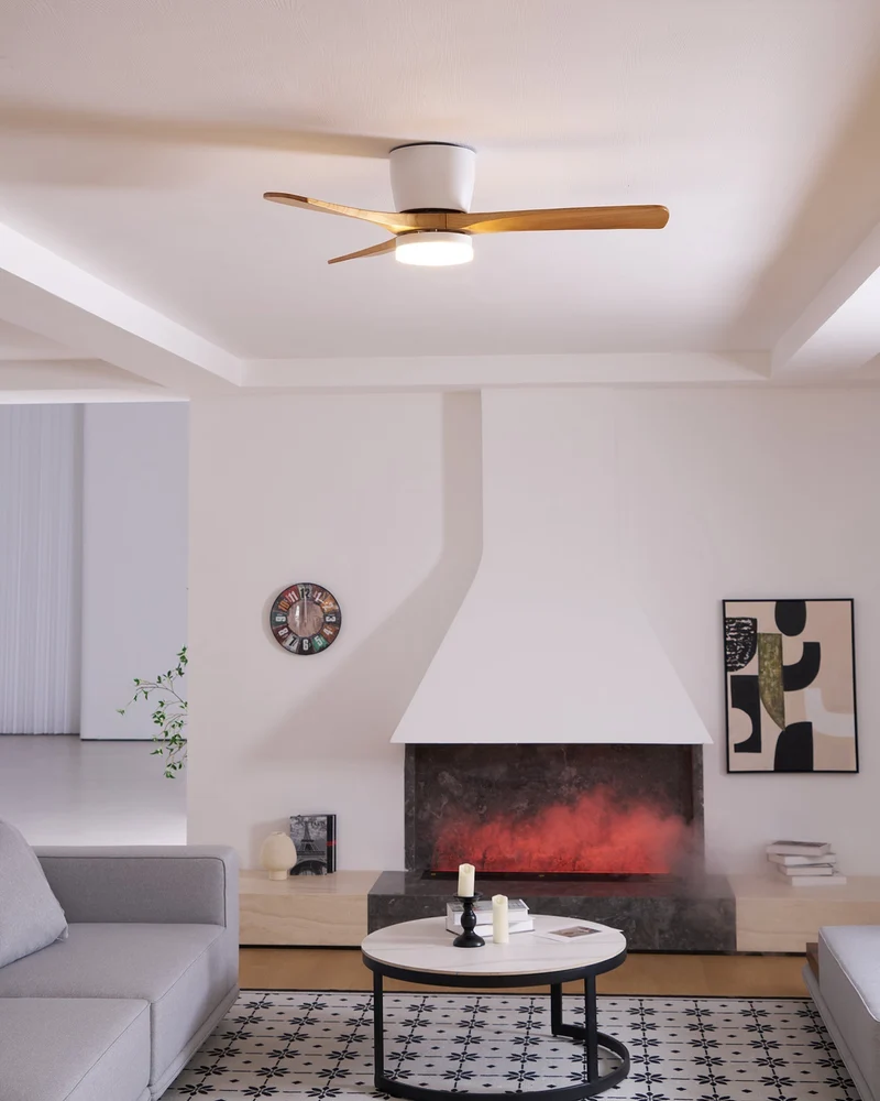 Plafondventilator met verlichting Scandinavisch houtdesign 106/122/132 cm dimbaar met afstandsbediening plafondventilator met LED-lamp houten bladen woonkamer slaapkamer eetkamer | Sansoti