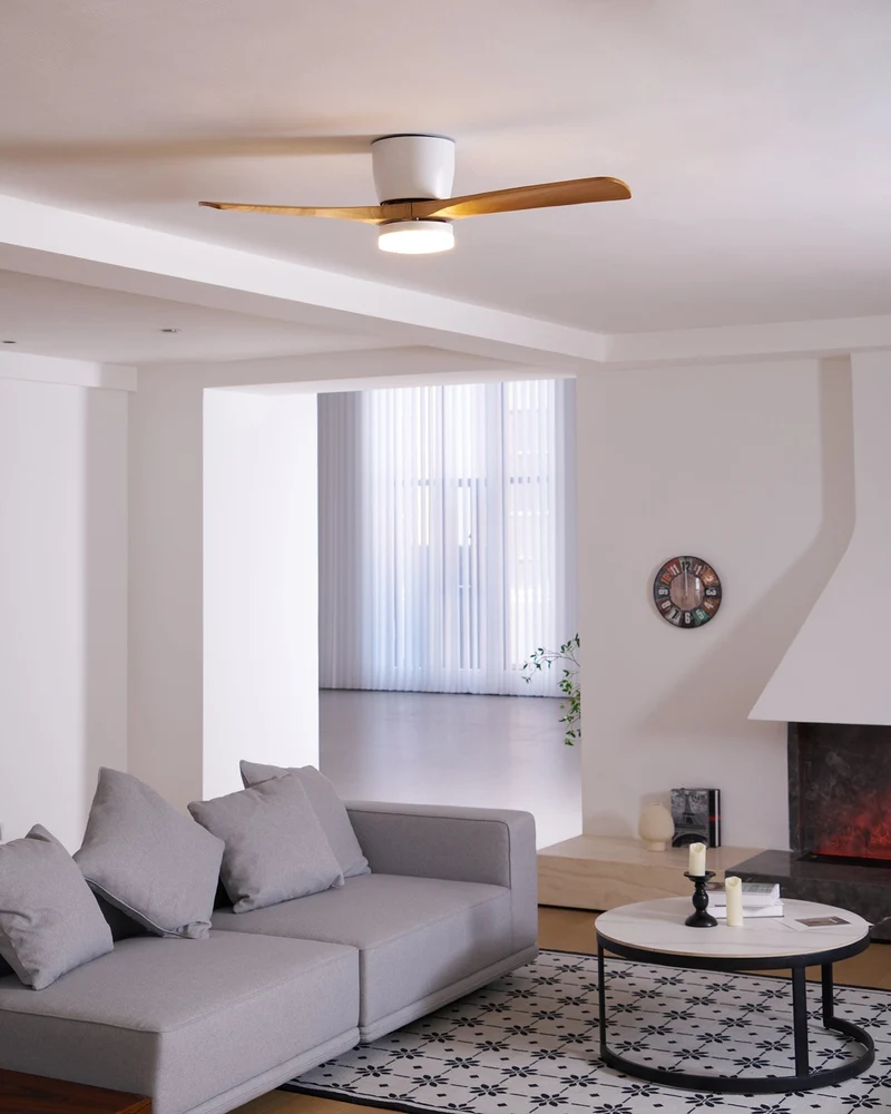 Plafondventilator met verlichting Scandinavisch houtdesign 106/122/132 cm dimbaar met afstandsbediening plafondventilator met LED-lamp houten bladen woonkamer slaapkamer eetkamer | Sansoti