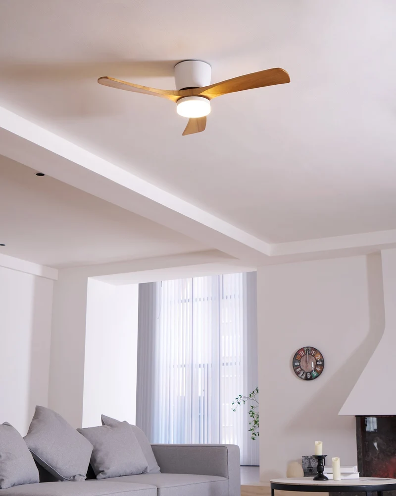 Plafondventilator met verlichting Scandinavisch houtdesign 106/122/132 cm dimbaar met afstandsbediening plafondventilator met LED-lamp houten bladen woonkamer slaapkamer eetkamer | Sansoti